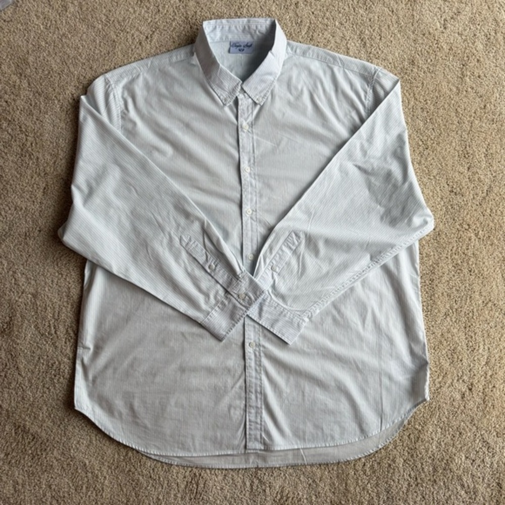Taylor Swift 3XL Blue Stripe Button Down Shirt Birds Graphic Back